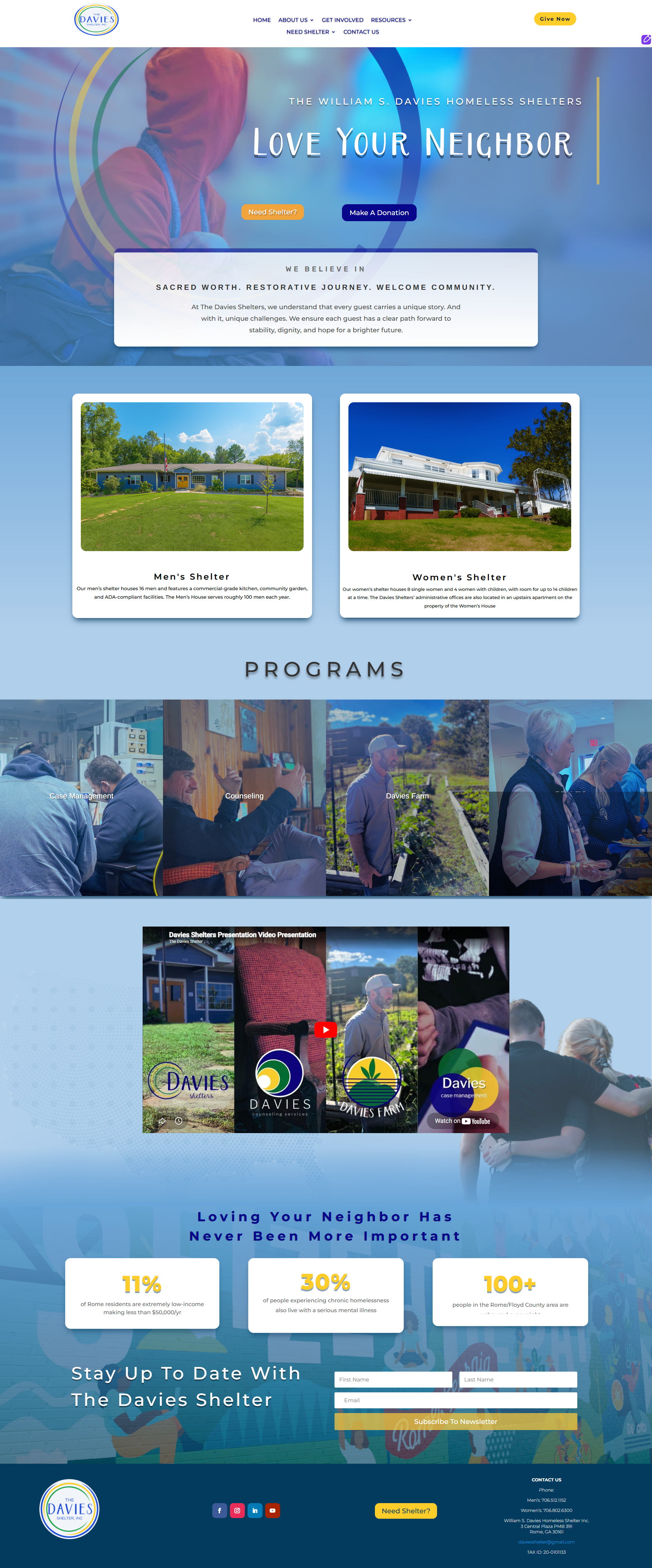 Davies Shelters homepage redesign