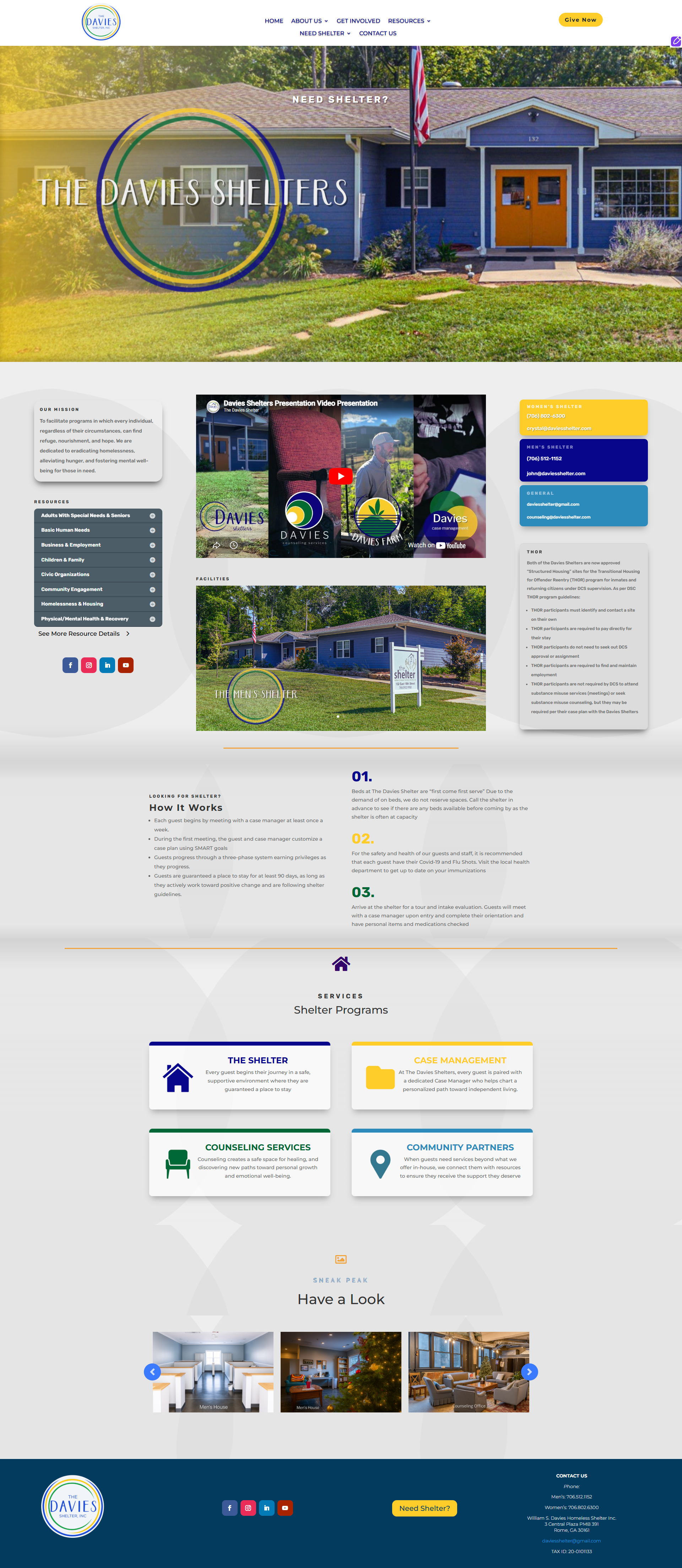 Davies Shelters emergency shelter information page